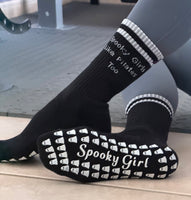 Spooky Girls Like Pilates Too Black Grip Socks