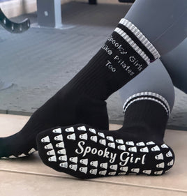 Spooky Girls Like Pilates Too Black Grip Socks