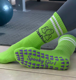 Dead Inside Lime Green Grip Socks