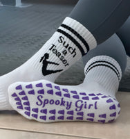 Such A Teaser White Grip Socks