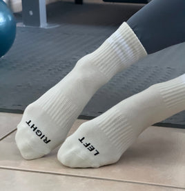 Left Right Light Beige Grip Socks