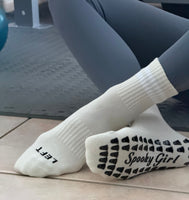 Left Right Light Beige Grip Socks
