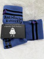 Anti-Social Butterfly Wisteria Blue Grip Socks