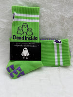 Dead Inside Lime Green Grip Socks