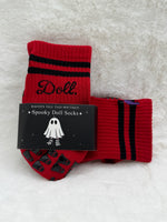 Doll. Crimson Red Grip Socks