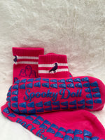 Dead Inside Hot Fuchsia Pink Grip Socks