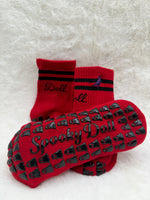 Doll. Crimson Red Grip Socks