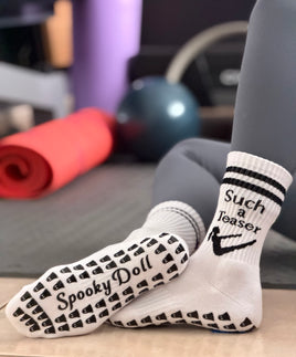 Such A Teaser White Grip Socks