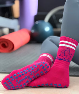 Dead Inside Hot Fuchsia Pink Grip Socks