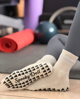 Left Right Light Beige Grip Socks