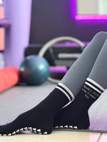 Spooky Girls Like Pilates Too Black Grip Socks