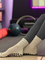 Left Right Light Beige Grip Socks