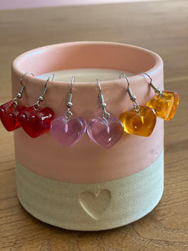 Transparent Resin Heart Earrings